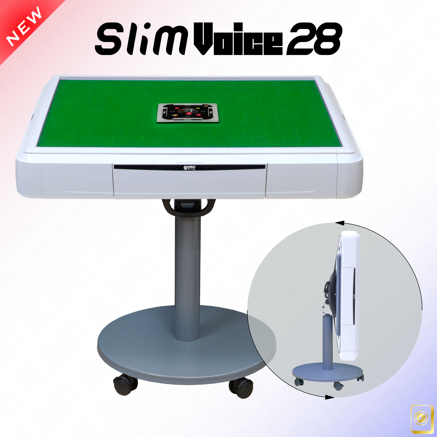 音声機能付家庭用全自動麻雀卓「スリムヴォイス２８ / Slim Voice 28」【折りたたみ・移動式脚タイプ】ホワイト